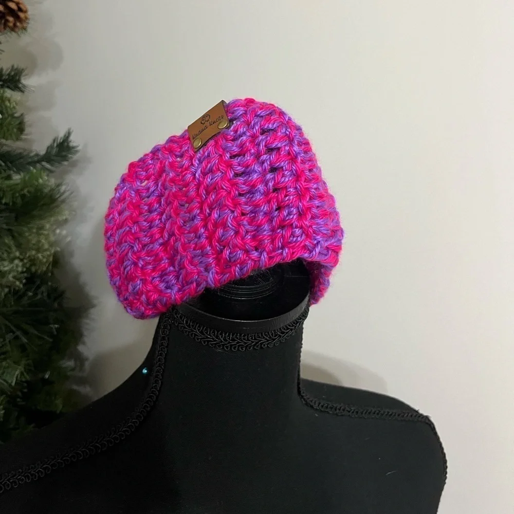 NWT Knana Knots Scarf and Headband Ear Warmers, Hot Pink and Purple